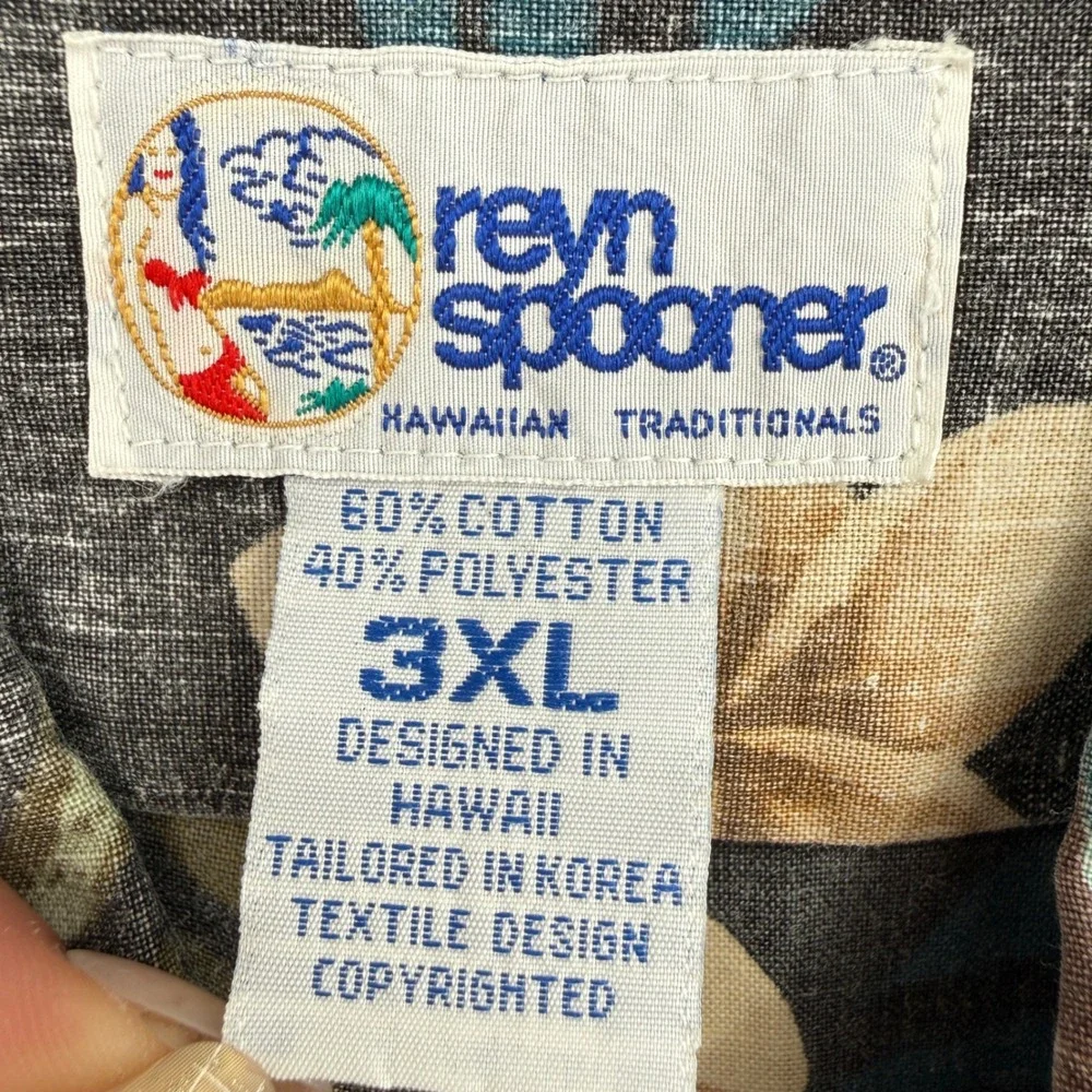 Vtg‎ 90s Reyn Spooner Sz 3XL Hawaiian Popover Orange Tan Blue Monstera Floral